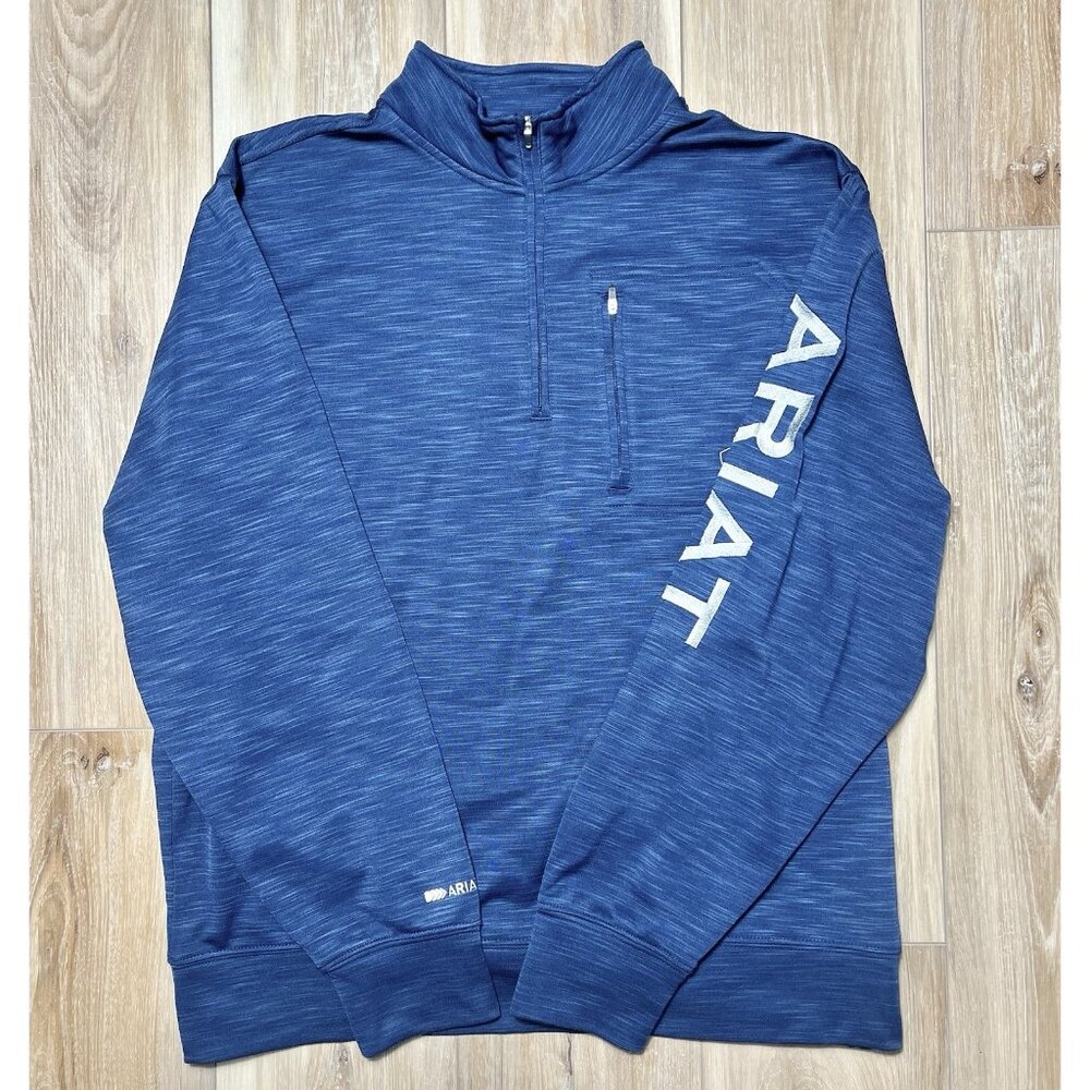 Ariat Tek Cold Series 1/4 Zip Blue Fleece Pullover Sweatshirt - Men Size Medium